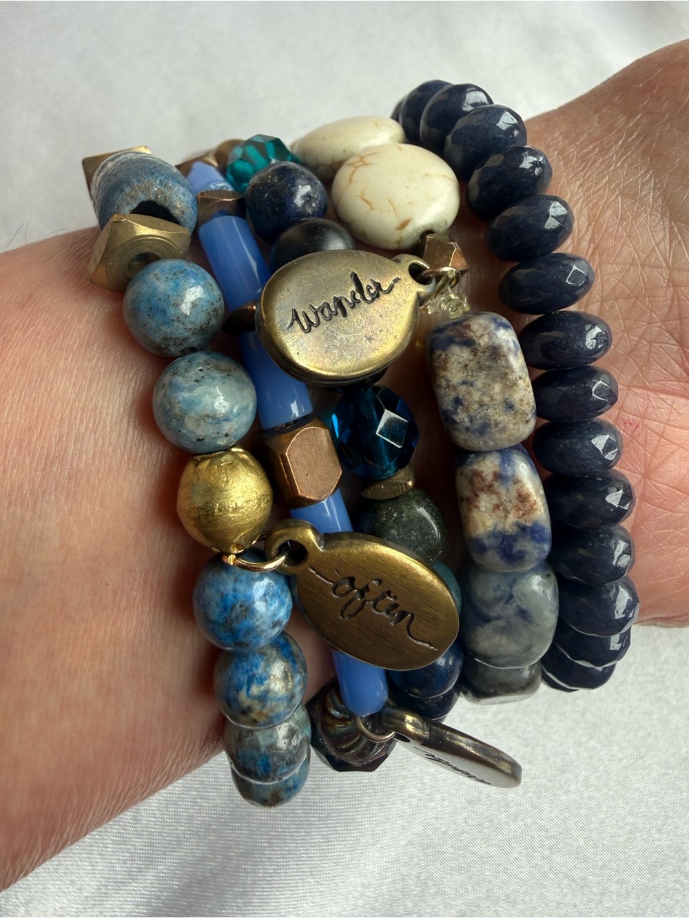 Blue Stone Bracelet Set 5 Pieces Sodalite Aventurine Labradorite Agate